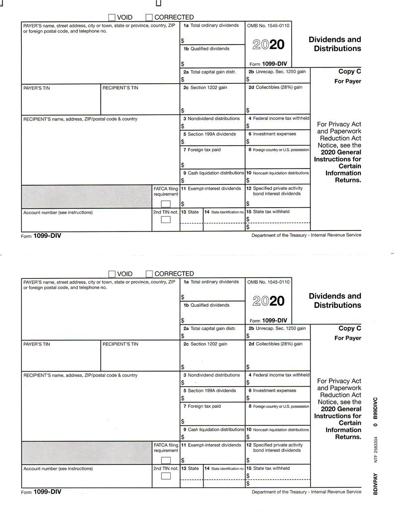 Form 1099 DIV Dividends And Distributions Payer Copy C Form 1099 DIV Dividends And Distributions Payer Copy C
