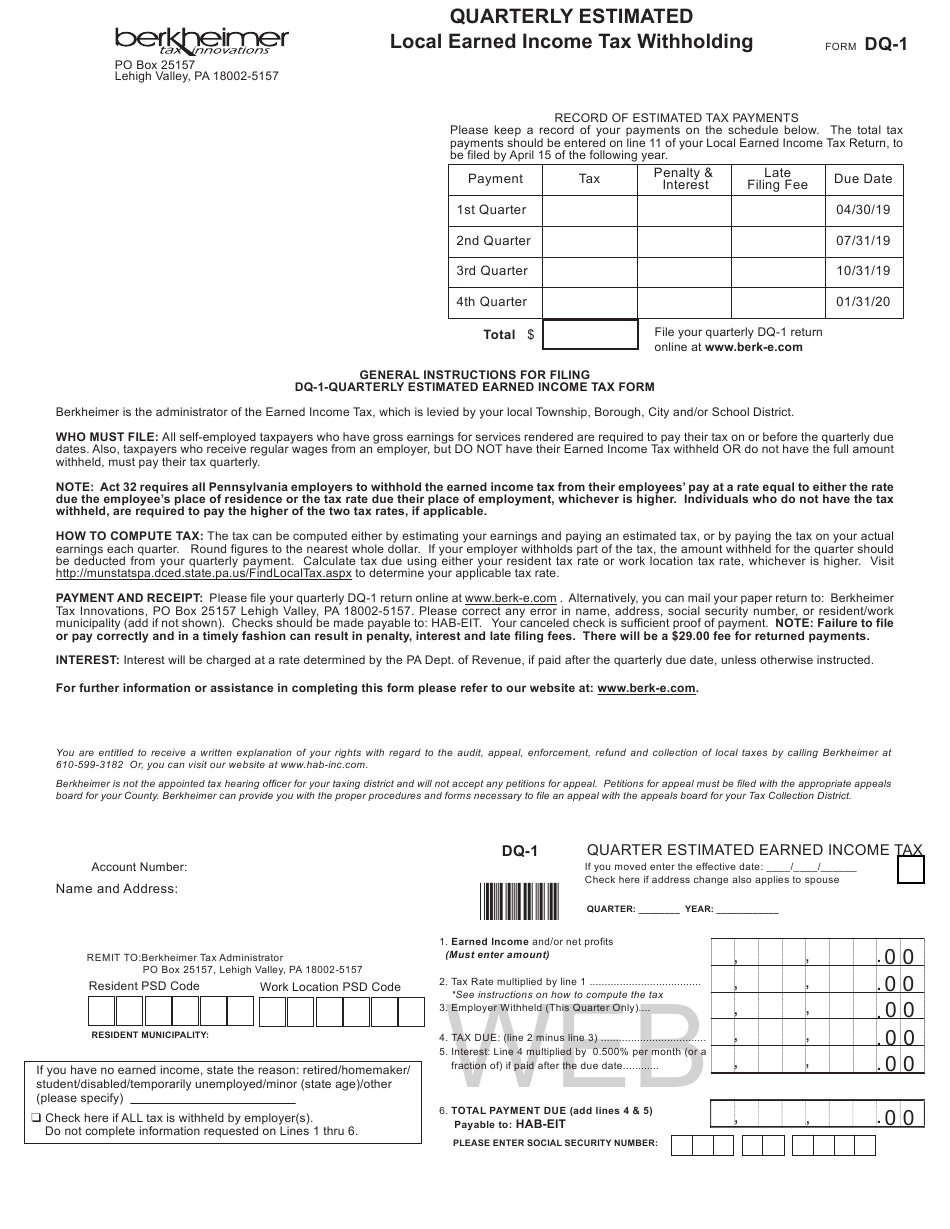 Form DQ 1 Download Fillable PDF Or Fill Online Quarterly Estimated Form DQ 1 Download Fillable PDF Or Fill Online Quarterly Estimated
