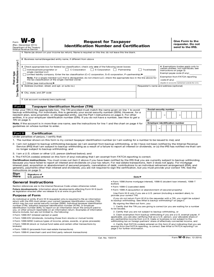Form W 9 Request For Taxpayer Identification Number And Certification Form W 9 Request For Taxpayer Identification Number And Certification