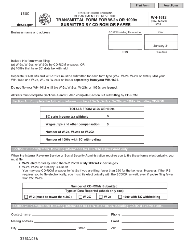 SC DoR WH 1612 2020 2022 Fill Out Tax Template Online US Legal Forms SC DoR WH 1612 2020 2022 Fill Out Tax Template Online US Legal Forms