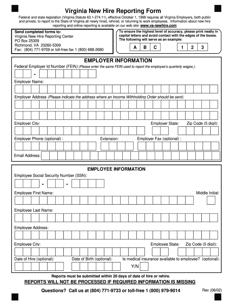 Virginia New Hire Reporting Form Fill Out And Sign Printable PDF Virginia New Hire Reporting Form Fill Out And Sign Printable PDF