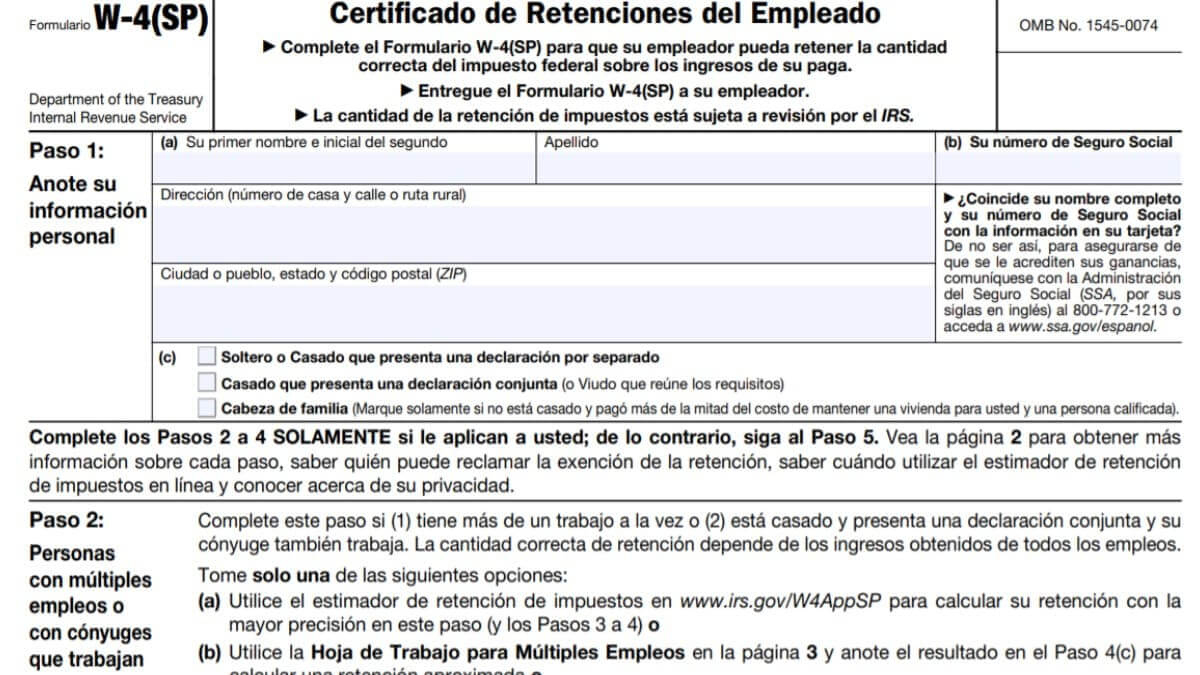 W4 2021 Form Spanish Printable 2022 W4 Form W4 2021 Form Spanish Printable 2022 W4 Form