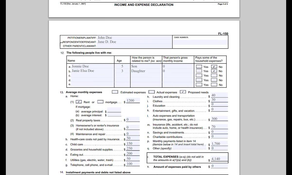 FL 150 Income And Expense Declaration YouTube FL 150 Income And Expense Declaration YouTube