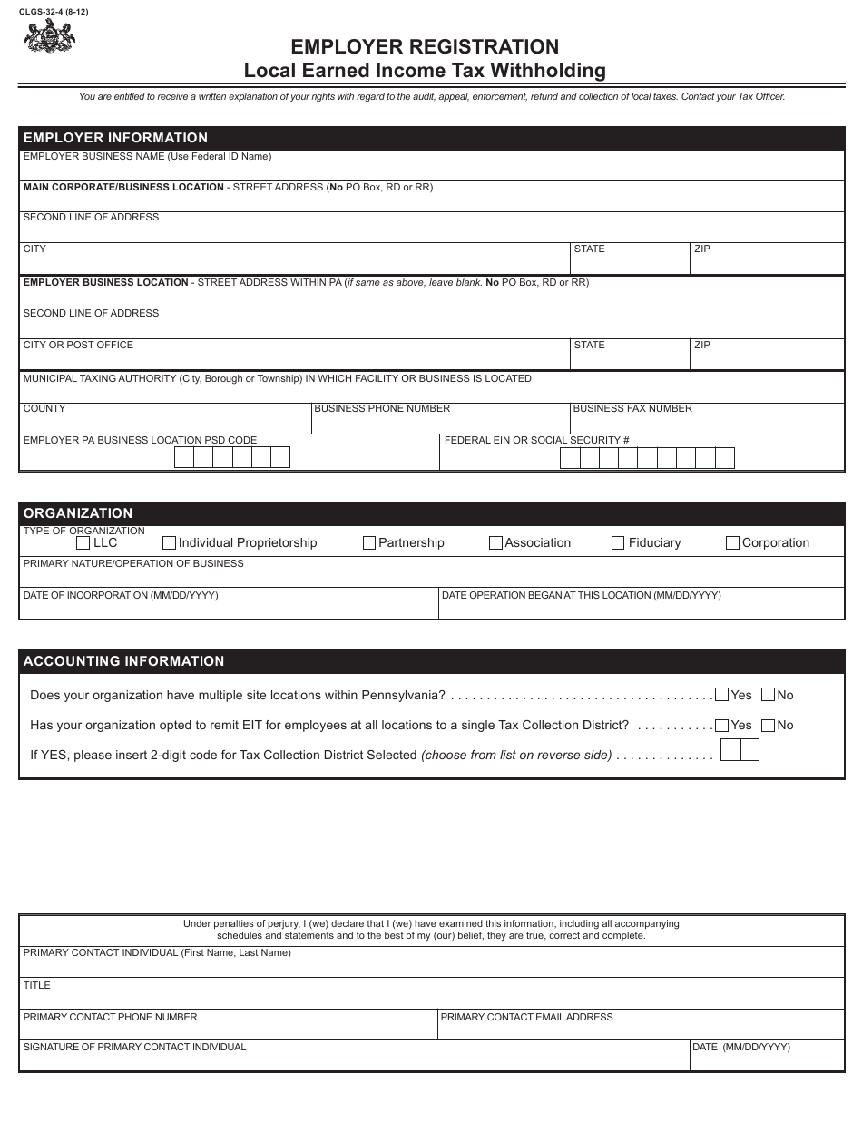 Form CLGS 32 4 Download Fillable PDF Or Fill Online Employer Form CLGS 32 4 Download Fillable PDF Or Fill Online Employer