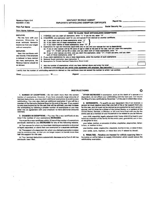 Kentucky Employee State Withholding Form 2022 Employeeform Kentucky Employee State Withholding Form 2022 Employeeform