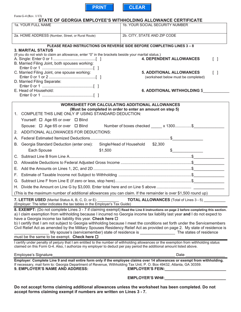STATE OF GEORGIA EMPLOYEE S WITHHOLDING ALLOWANCE CERTIFICATE 3 STATE OF GEORGIA EMPLOYEE S WITHHOLDING ALLOWANCE CERTIFICATE 3