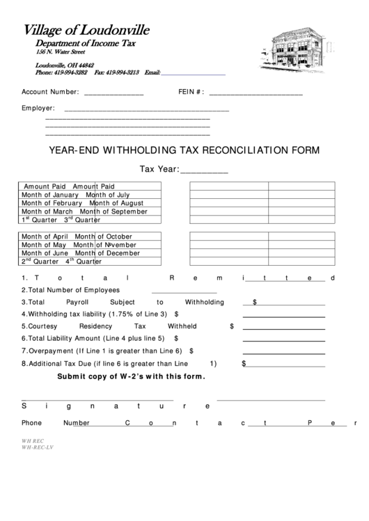 Year End Withholding Tax Reconciliation Form Ohio Department Of Year End Withholding Tax Reconciliation Form Ohio Department Of