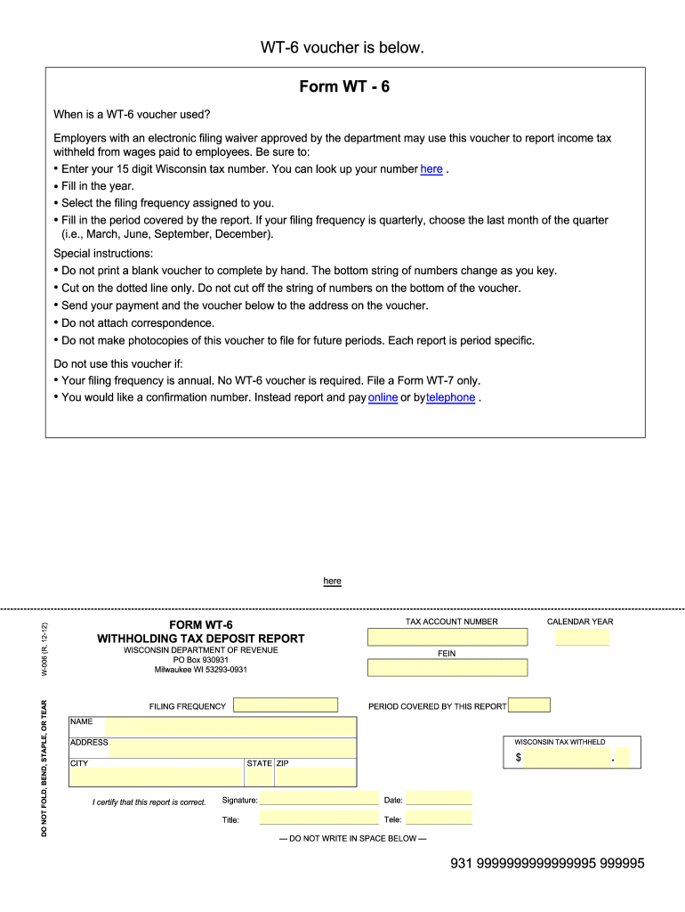2012 2021 Form WI WT 6 Fill Online Printable Fillable Blank PdfFiller 2012 2021 Form WI WT 6 Fill Online Printable Fillable Blank PdfFiller