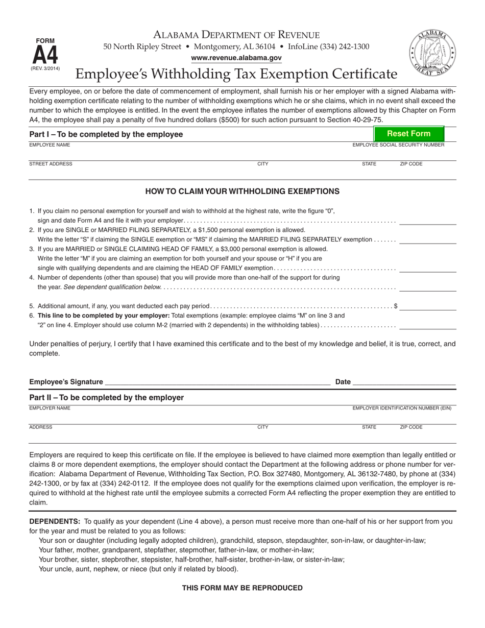 Form A4 Download Fillable PDF Or Fill Online Employee S Withholding Tax Form A4 Download Fillable PDF Or Fill Online Employee s Withholding Tax