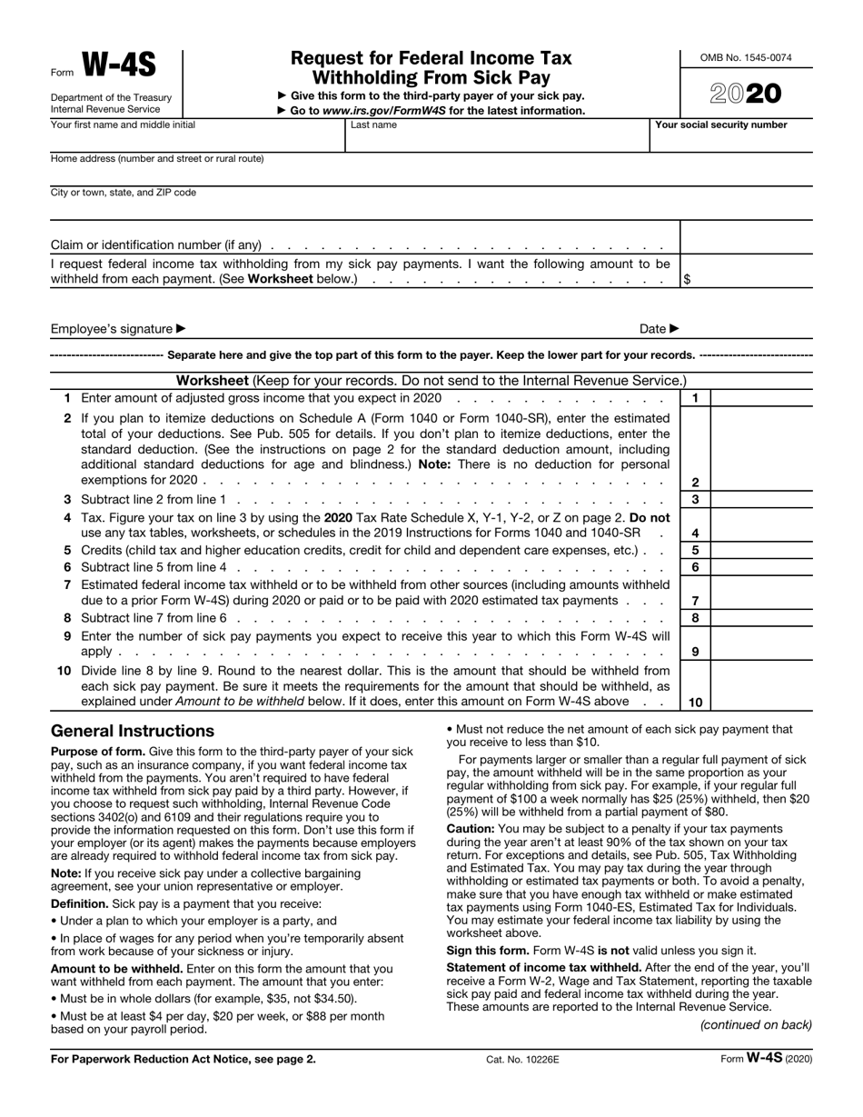 IRS Form W 4S Download Fillable PDF Or Fill Online Request For Federal IRS Form W 4S Download Fillable PDF Or Fill Online Request For Federal