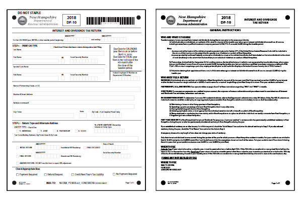 New Hampshire Tax Forms 2019 Printable State NH DP 10 Form And NH DP New Hampshire Tax Forms 2019 Printable State NH DP 10 Form And NH DP