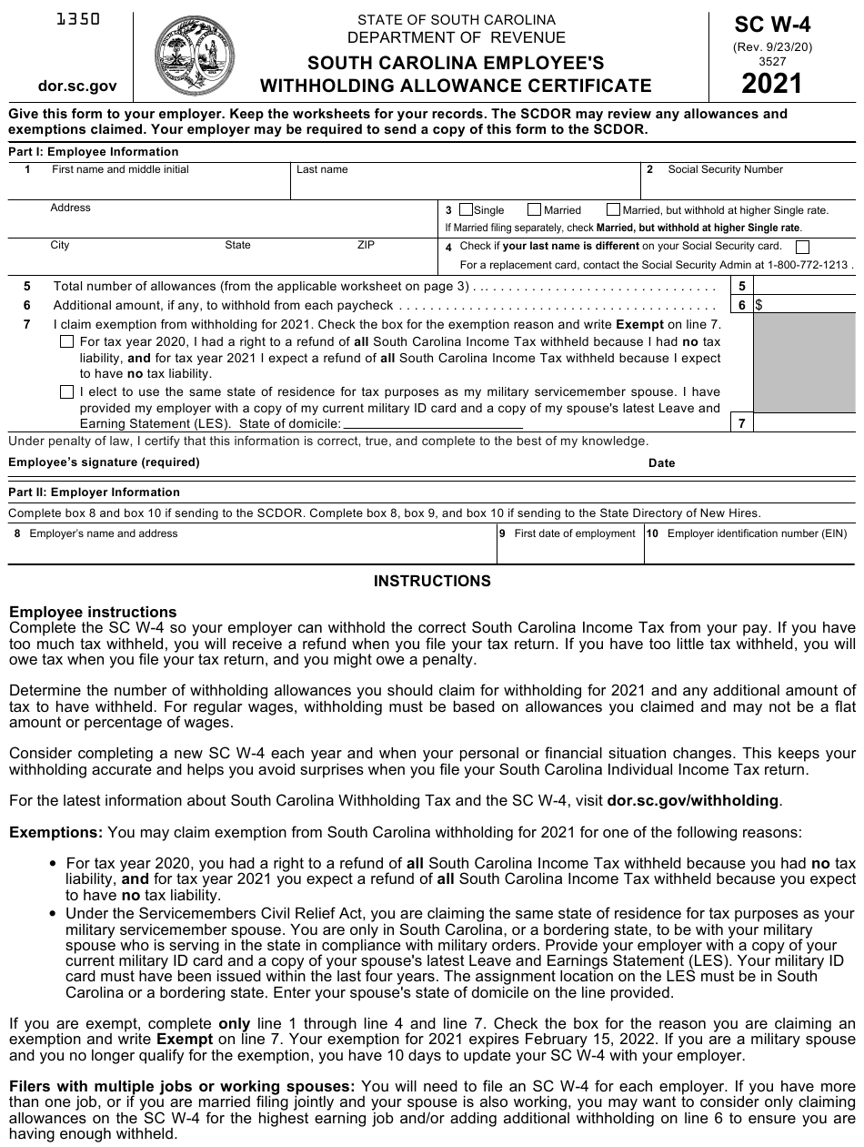 South Carolina Withholding Form Employee WithholdingForm South Carolina Withholding Form Employee WithholdingForm