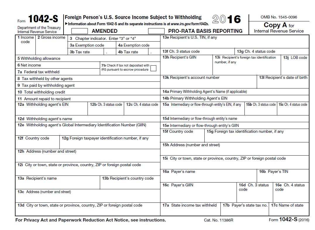 The Tax Times The Newly Issued Form 1042 S Foreign Person S U S The Tax Times The Newly Issued Form 1042 S Foreign Person s U S
