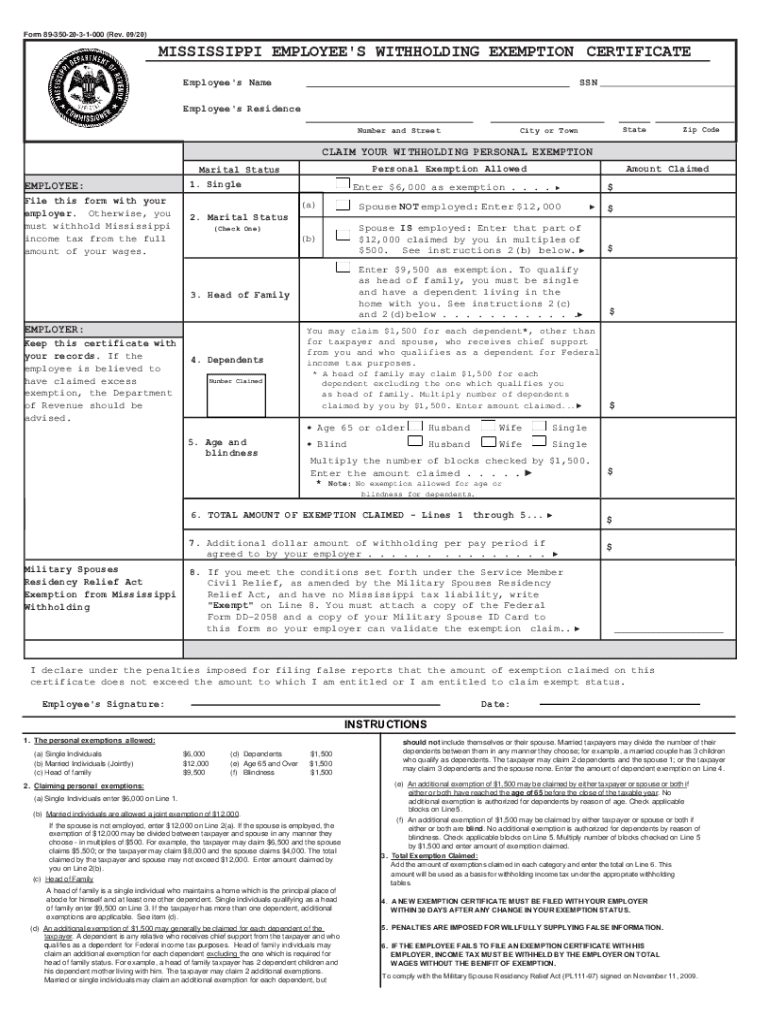 2020 2022 Form MS DoR 89 350 Fill Online Printable Fillable Blank 2020 2022 Form MS DoR 89 350 Fill Online Printable Fillable Blank